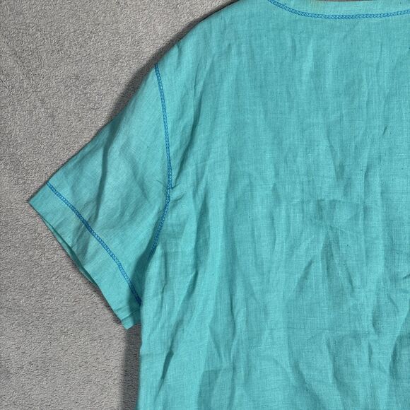 Earth Song Skirt Set Womens Size 12 Teal Linen Blend Gauze Boho Hippie Lagenlook - Picture 14 of 16